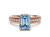 Rose gold Fancy Blue Emerald  Solitaire Diamond Ring with Channel Set Band and Six-Prong Setting_48
