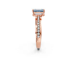 Rose gold Fancy Blue Emerald  Solitaire Diamond Ring with Channel Set Band and Six-Prong Setting_50