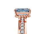 Rose gold Fancy Blue Emerald  Solitaire Diamond Ring with Channel Set Band and Six-Prong Setting_53