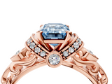 Rose gold Fancy Blue Emerald  Solitaire Diamond Ring with Filigree Band and Four-Prong Setting_52