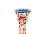 Rose gold Fancy Blue Emerald  Solitaire Diamond Ring with Filigree Band and Four-Prong Setting_53