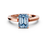 Rose gold Fancy Blue Emerald  Solitaire Diamond Ring with Four-Prong Setting and Classic Band_3