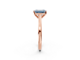 Rose gold Fancy Blue Emerald  Solitaire Diamond Ring with Four-Prong Setting and Classic Band_5