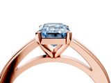 Rose gold Fancy Blue Emerald  Solitaire Diamond Ring with Four-Prong Setting and Classic Band_7