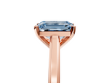 Rose gold Fancy Blue Emerald  Solitaire Diamond Ring with Four-Prong Setting and Classic Band_8