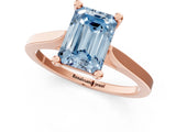 Rose gold Fancy Blue Emerald  Solitaire Diamond Ring with Four-Prong Setting and Tapered Band 2
