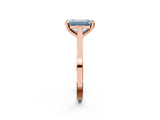 Rose gold Fancy Blue Emerald  Solitaire Diamond Ring with Four-Prong Setting and Tapered Band 3