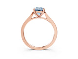 Rose gold Fancy Blue Emerald  Solitaire Diamond Ring with Four-Prong Setting and Tapered Band 4