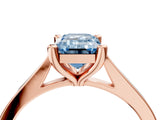 Rose gold Fancy Blue Emerald  Solitaire Diamond Ring with Four-Prong Setting and Tapered Band 5
