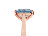 Rose gold Fancy Blue Emerald  Solitaire Diamond Ring with Four-Prong Setting and Tapered Band