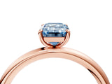 Rose gold Fancy Blue Emerald  Solitaire Diamond Ring with Four-Prong Setting on a Plain Band_24