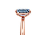 Rose gold Fancy Blue Emerald  Solitaire Diamond Ring with Four-Prong Setting on a Plain Band_25
