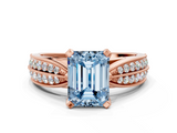 Rose gold Fancy Blue Emerald  Solitaire Diamond Ring with Milgrain Pavé Band and Four-Prong Setting_49