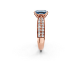 Rose gold Fancy Blue Emerald  Solitaire Diamond Ring with Milgrain Pavé Band and Four-Prong Setting_51