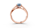 Rose gold Fancy Blue Emerald  Solitaire Diamond Ring with Milgrain Pavé Band and Four-Prong Setting_52