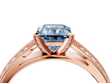 Rose gold Fancy Blue Emerald  Solitaire Diamond Ring with Milgrain Pavé Band and Four-Prong Setting_53