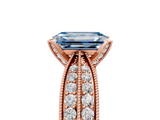 Rose gold Fancy Blue Emerald  Solitaire Diamond Ring with Milgrain Pavé Band and Four-Prong Setting_54