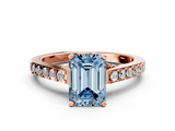 Rose gold Fancy Blue Emerald  Solitaire Diamond Ring with Pavé Band and Four-Prong Setting_79
