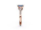 Rose gold Fancy Blue Emerald  Solitaire Diamond Ring with Pavé Band and Four-Prong Setting_81