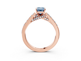 Rose gold Fancy Blue Emerald  Solitaire Diamond Ring with Pavé Band and Four-Prong Setting_82