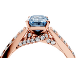 Rose gold Fancy Blue Emerald  Solitaire Diamond Ring with Pavé Band and Four-Prong Setting_83
