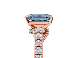 Rose gold Fancy Blue Emerald  Solitaire Diamond Ring with Pavé Band and Four-Prong Setting_84