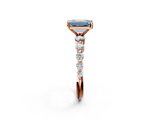 Rose gold Fancy Blue Emerald  Solitaire Diamond Ring with Pave Band and Four-Prong Setting_267