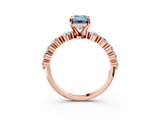 Rose gold Fancy Blue Emerald  Solitaire Diamond Ring with Pave Band and Four-Prong Setting_268