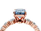 Rose gold Fancy Blue Emerald  Solitaire Diamond Ring with Pave Band and Four-Prong Setting_269