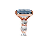 Rose gold Fancy Blue Emerald  Solitaire Diamond Ring with Pave Band and Four-Prong Setting_270