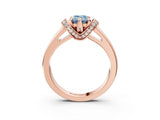 Rose gold Fancy Blue Emerald  Solitaire Diamond Ring with Pave Band and Six-Prong Setting_35