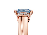 Rose gold Fancy Blue Emerald  Solitaire Diamond Ring with Pave Band and Six-Prong Setting_37