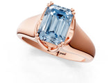 Rose gold Fancy Blue Emerald  Solitaire Diamond Ring with Six-Prong Cathedral Setting_32