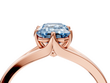 Rose gold Fancy Blue Emerald  Solitaire Diamond Ring with Six-Prong Setting and Tapered Band_22