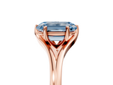 Rose gold Fancy Blue Emerald  Solitaire Diamond Ring with Six-Prong Setting and Tapered Band_23
