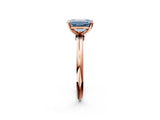 Rose gold Fancy Blue Emerald  Solitaire Diamond Ring with Six-Prong Setting on a Classic Band 2