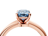 Rose gold Fancy Blue Emerald  Solitaire Diamond Ring with Six-Prong Setting on a Classic Band 4