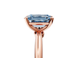 Rose gold Fancy Blue Emerald  Solitaire Diamond Ring with Six-Prong Setting on a Classic Band 5