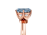 Rose gold Fancy Blue Emerald  Solitaire Diamond Ring with Six-Prong Setting on a Classic Band_8