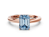 Rose gold Fancy Blue Emerald  Solitaire Diamond Ring with Split Shank and Four-Prong Setting_12