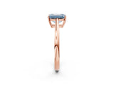 Rose gold Fancy Blue Emerald  Solitaire Diamond Ring with Split Shank and Four-Prong Setting_14