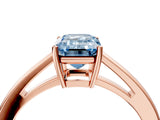 Rose gold Fancy Blue Emerald  Solitaire Diamond Ring with Split Shank and Four-Prong Setting_16