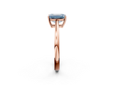 Rose gold Fancy Blue Emerald  Solitaire Diamond Ring with Split Shank and Four-Prong Setting_22