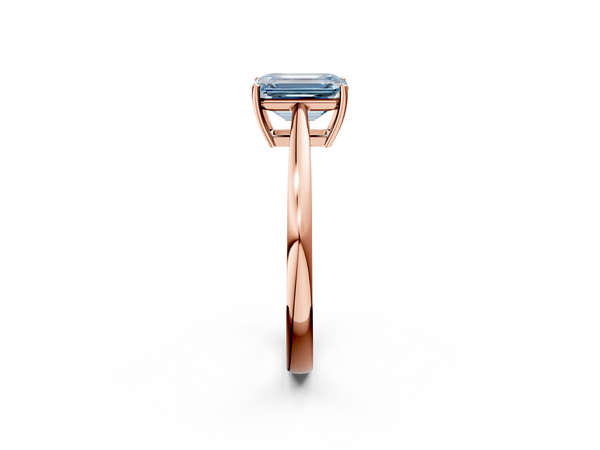Rose gold Fancy Blue Emerald  Solitaire Diamond Ring with Split Shank and Four-Prong Setting