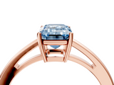 Rose gold Fancy Blue Emerald  Solitaire Diamond Ring with Split Shank and Four-Prong Setting_24