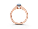 Rose gold Fancy Blue Emerald  Solitaire Diamond Ring with Tapered Band and Four-Prong Setting_51