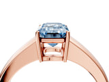 Rose gold Fancy Blue Emerald  Solitaire Diamond Ring with Tapered Band and Four-Prong Setting_52