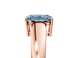 Rose gold Fancy Blue Emerald  Solitaire Diamond Ring with Tapered Band and Four-Prong Setting_53