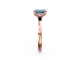 Rose gold Fancy Blue Emerald  Solitaire Diamond Ring with Thin Band and Four-Prong Setting_5