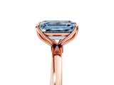 Rose gold Fancy Blue Emerald  Solitaire Diamond Ring with Thin Band and Four-Prong Setting_8